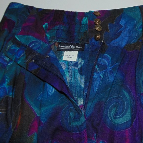 Blue Multi Floral Wide Leg Pants - Size M - Picture 2 of 5